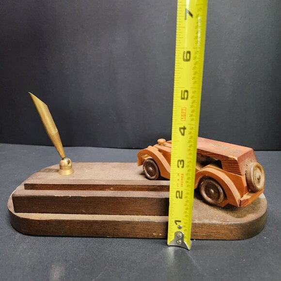 Vintage Wooden Car Desk Pen Holder Handmade Desk Display Decor - Picture 6 of 7